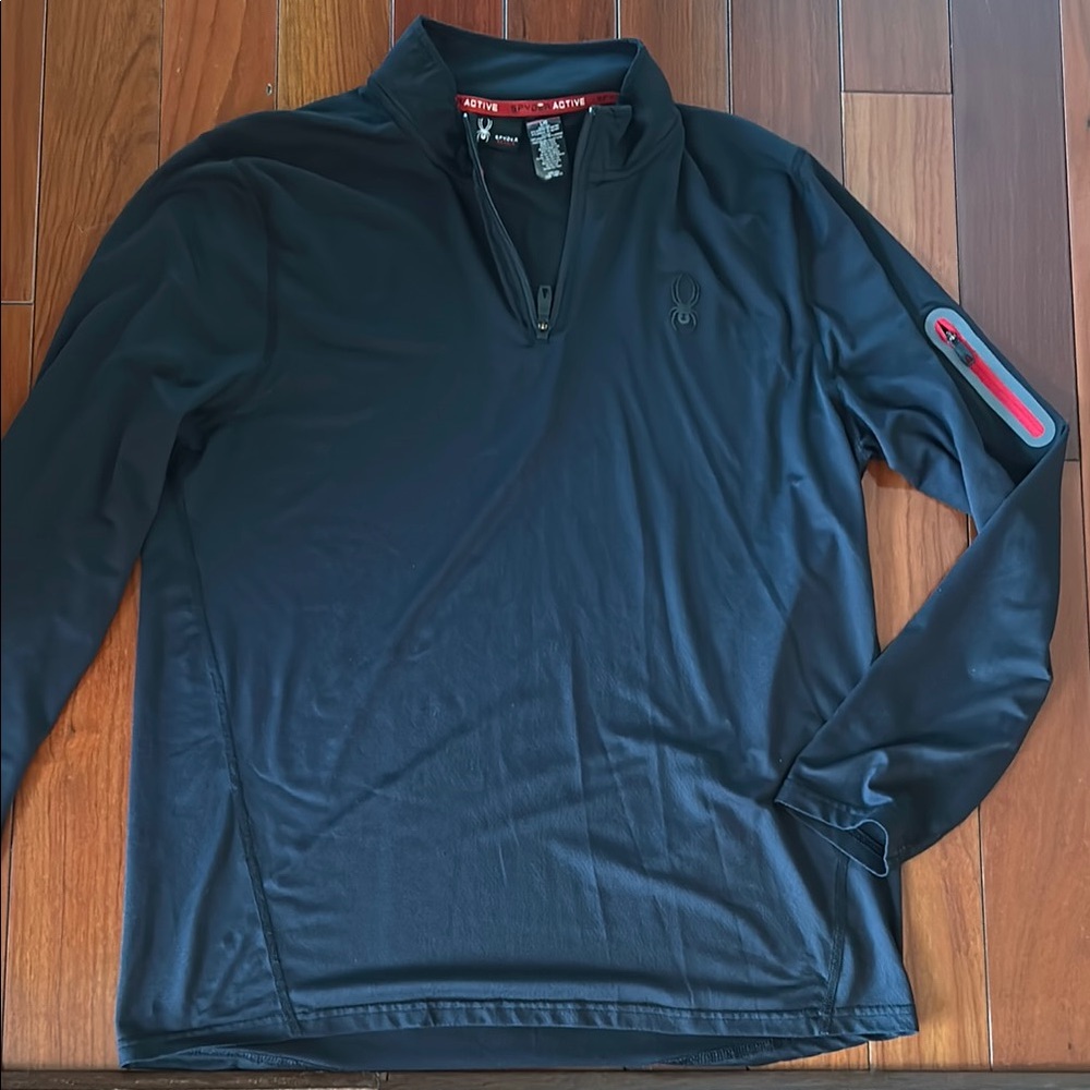 Spyder Black Lightweight Quarter-Zip Jacket, L